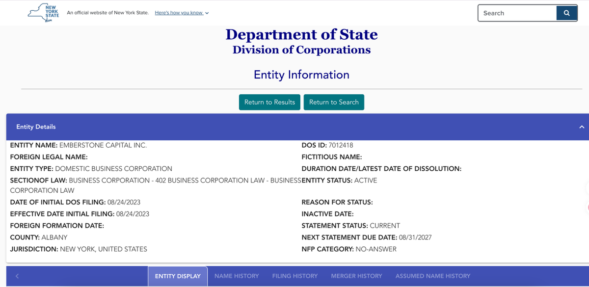 New York State Department of State Registration